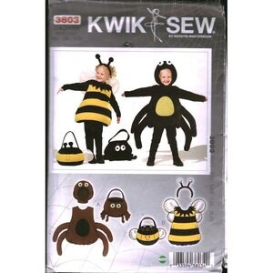 Kwik Sew 3803 Kids Spider Bumble Bee Costume Sewing Pattern Sizes XS-L 1-4 Year
